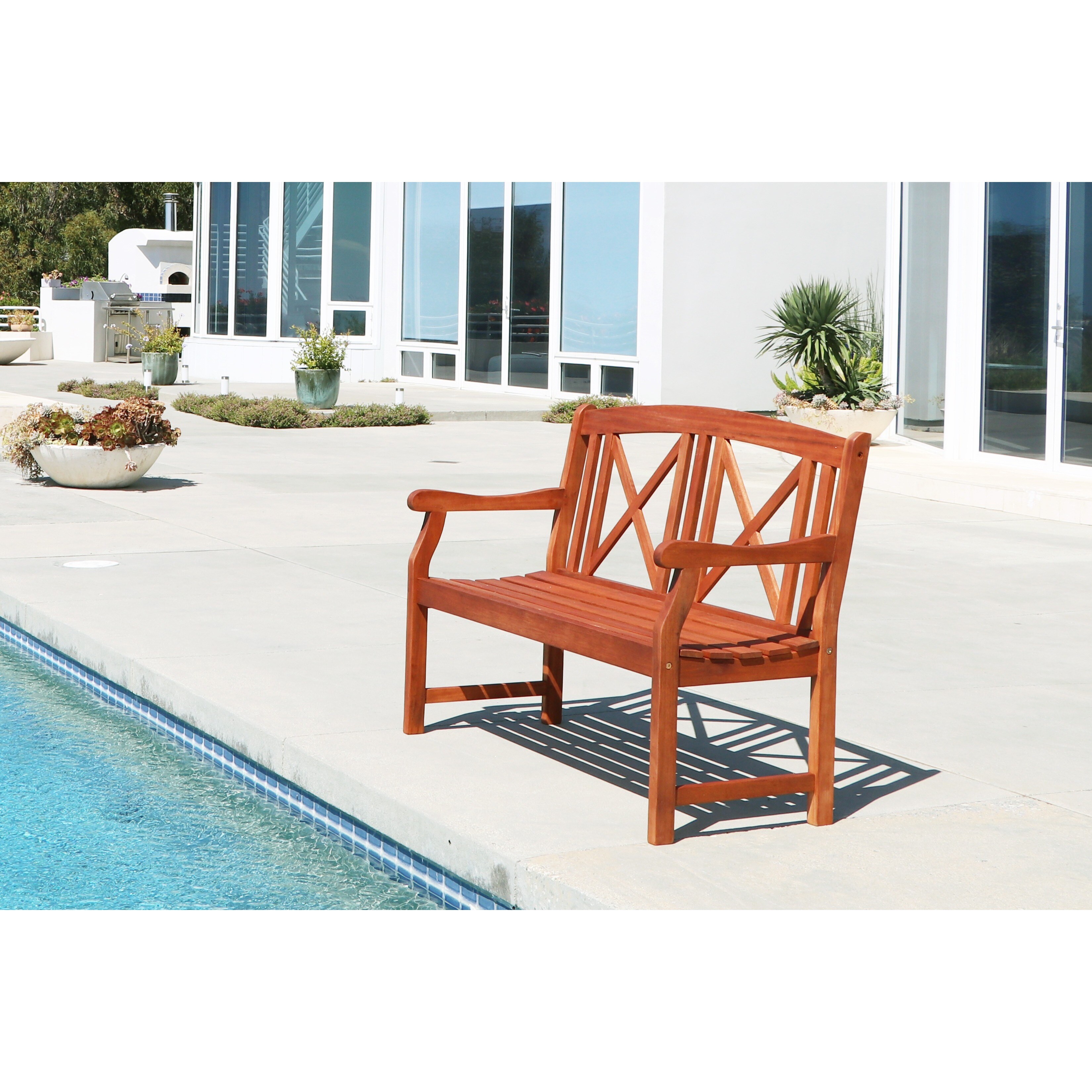 Shop Eucalyptus 4 ft. Outdoor Garden Bench Free Shipping On Orders