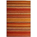 Hand-woven Sindhi Rust Jute Rug (5' x 8')