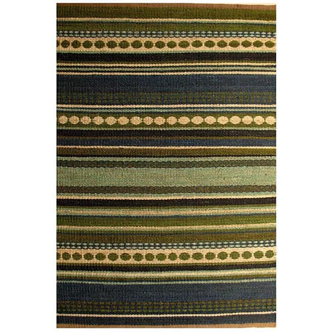 Hand-woven Sindhi Blue Jute Rug (4' x 6') - Multi - 4' x 6'