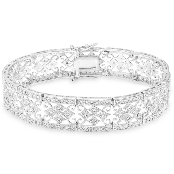 Finesque Sterling Silver 1ct TDW Diamond Vintage Bracelet (J-K, I2-I3)
