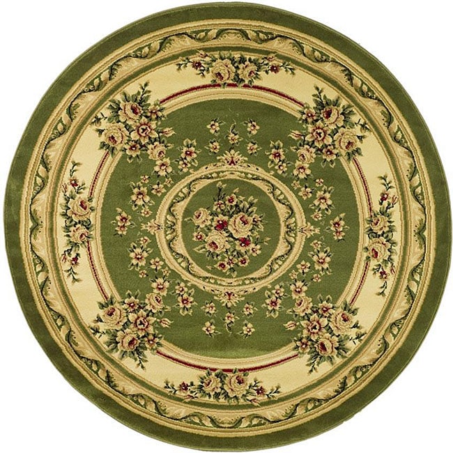 Lyndhurst Collection Sage/ Ivory Oriental Pattern Rug (53 Round)