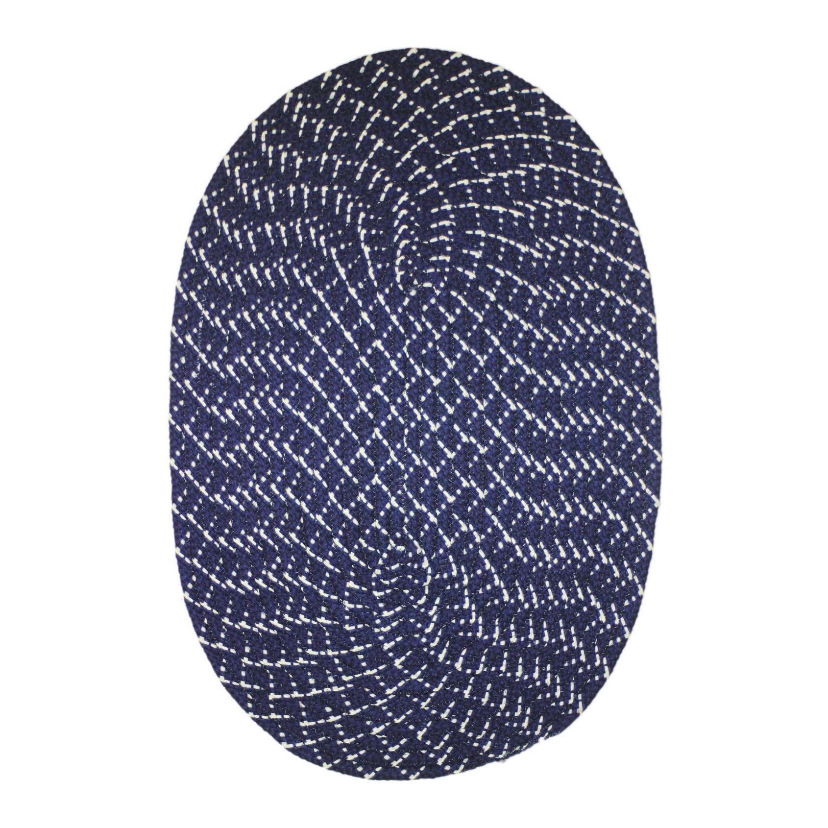 Indoor/ Outdoor Colorful Dark Blue Braided Rug (36x56)