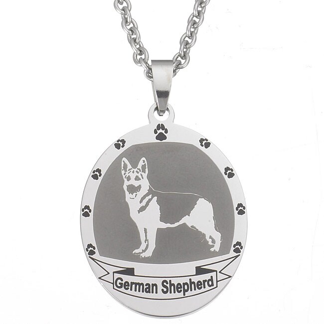 Stainless Steel German Shepherd Pendant and Cable-chain Necklace - Free ...