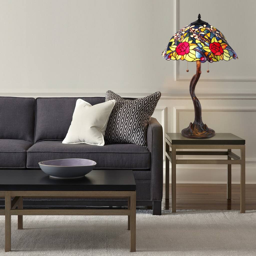 Tiffany-style Rose Tree Table Lamp