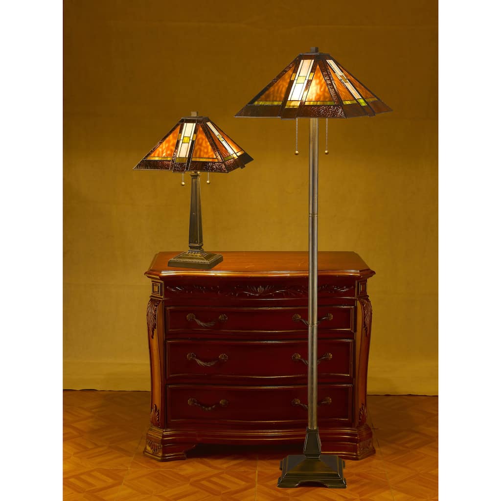 Tiffany-style Aztec Mission Lamps (Set of 2)