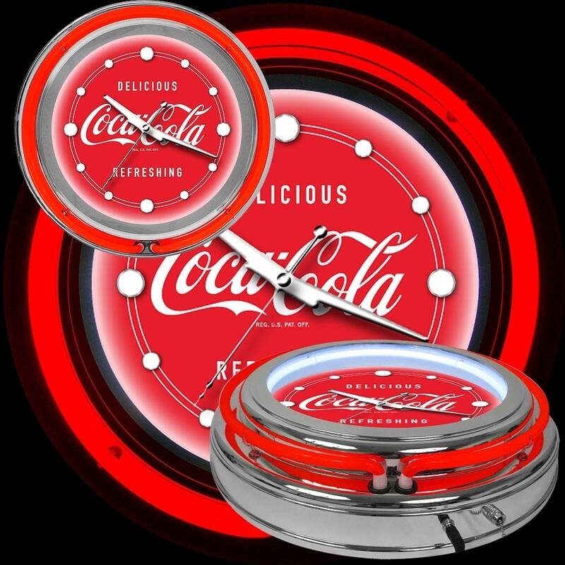 Coca Cola Logo 14-inch Double Ring Neon Clock - 14.5" x 14.5" x 3"