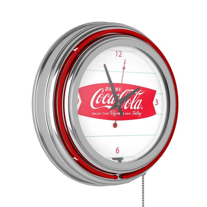 Coca Cola Logo 14-inch Double Ring Neon Clock - 14.5" x 14.5" x 3"