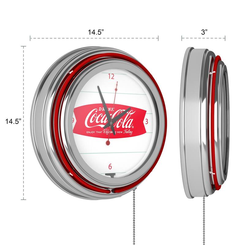 Coca Cola Logo 14-inch Double Ring Neon Clock - 14.5" x 14.5" x 3"
