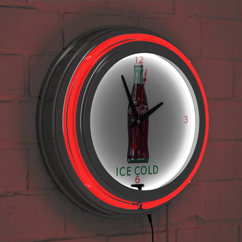 Coca Cola Logo 14-inch Double Ring Neon Clock - 14.5" x 14.5" x 3"