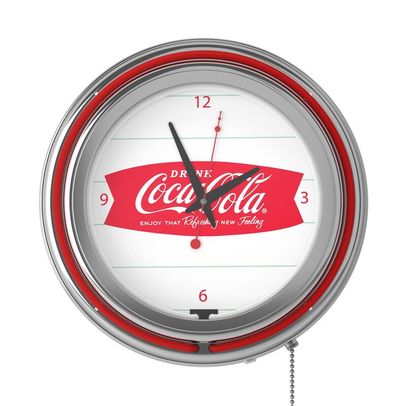 Coca Cola Logo 14-inch Double Ring Neon Clock - 14.5" x 14.5" x 3"