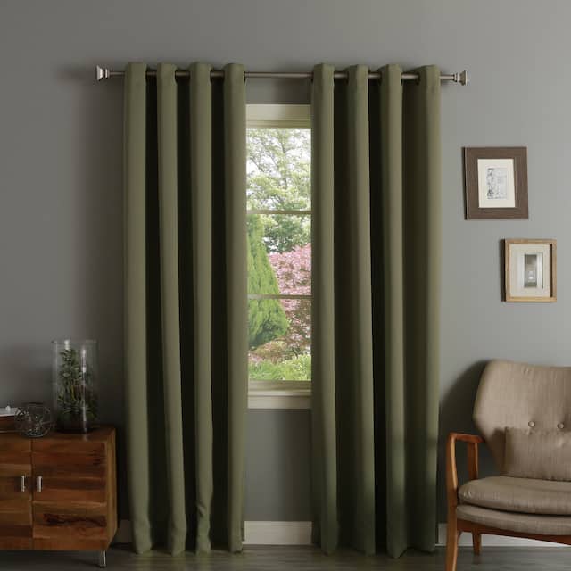 Aurora Home Thermal Insulated Blackout Grommet Top 84-inch Curtain Panel Pair - 52 x 84 - 52 x 84 - Artichoke Green