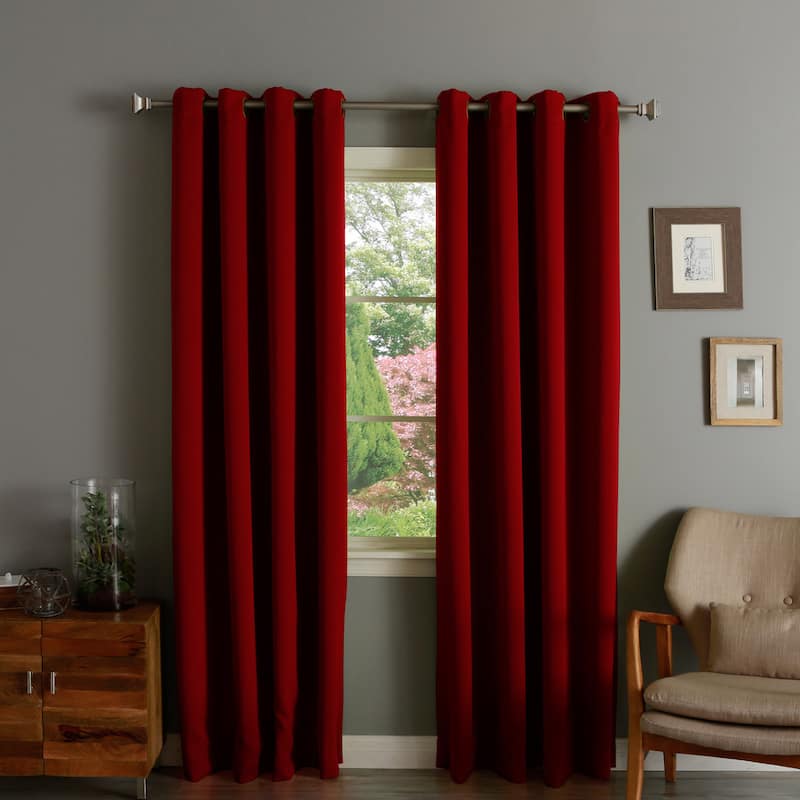 Aurora Home Thermal Insulated Blackout Grommet Top 84-inch Curtain Panel Pair - 52 x 84 - 52 x 84 - Wine