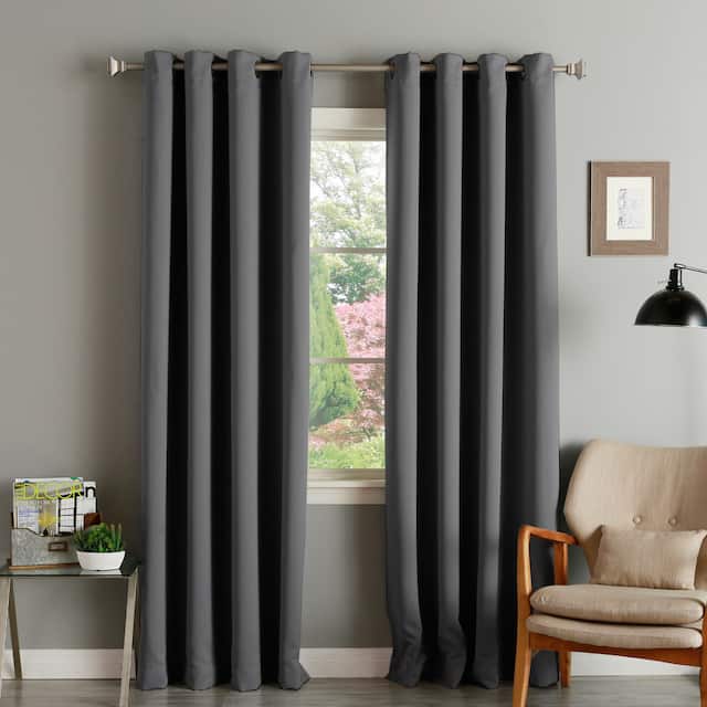 Aurora Home Thermal Insulated Blackout Grommet Top 84-inch Curtain Panel Pair - 52 x 84 - 52 x 84 - Dark Grey