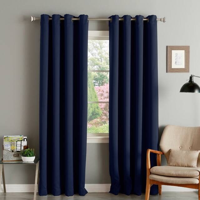 Aurora Home Thermal Insulated Blackout Grommet Top 84-inch Curtain Panel Pair - 52 x 84 - 52 x 84 - Navy