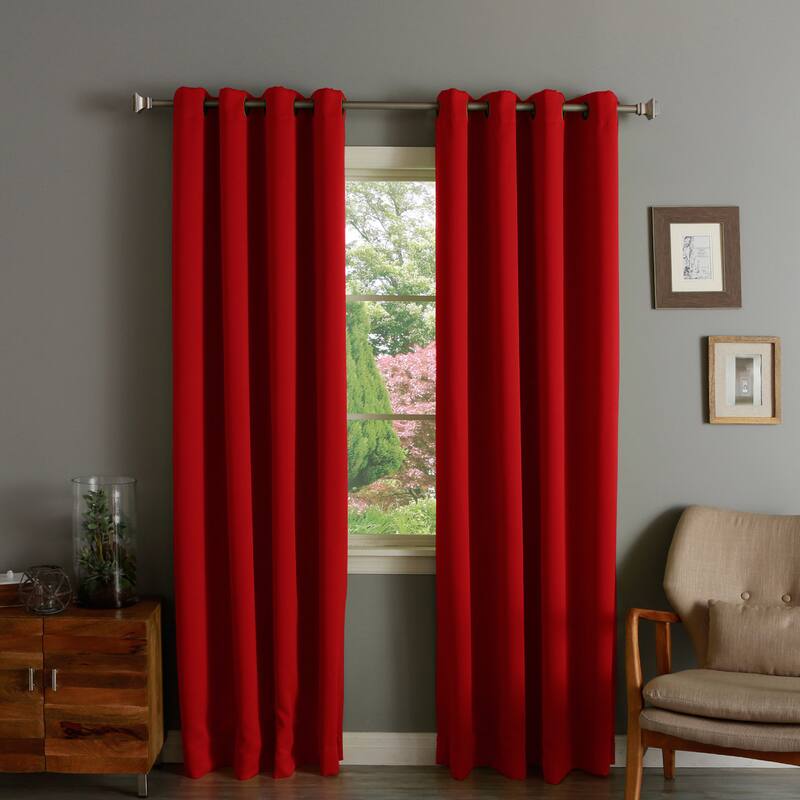 Aurora Home Thermal Insulated Blackout Grommet Top 84-inch Curtain Panel Pair - 52 x 84 - 52 x 84 - Cardinal Red