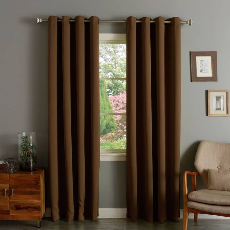 Aurora Home Thermal Insulated Blackout Grommet Top 84-inch Curtain Panel Pair - 52 x 84 - 52 x 84 - Brown