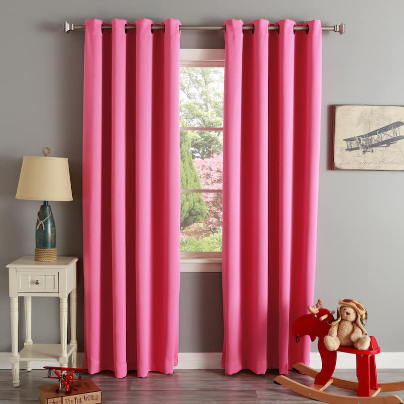 Aurora Home Thermal Insulated Blackout Grommet Top 84-inch Curtain Panel Pair - 52 x 84 - 52 x 84 - Bubble Gum Pink