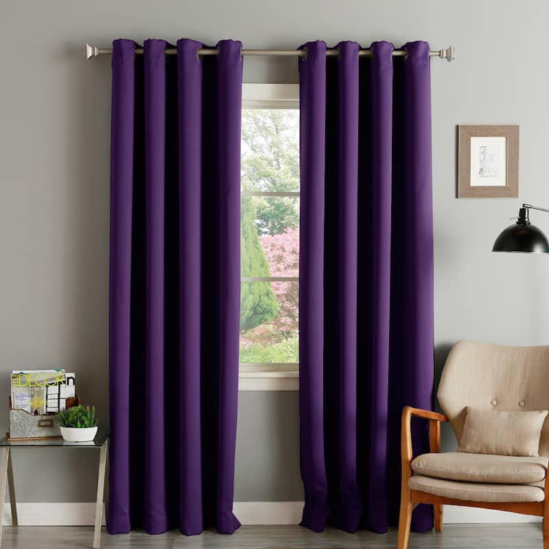 Aurora Home Thermal Insulated Blackout Grommet Top 84-inch Curtain Panel Pair - 52 x 84 - 52 x 84 - Eggplant