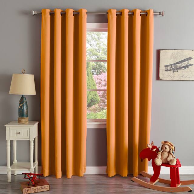 Aurora Home Thermal Insulated Blackout Grommet Top 84-inch Curtain Panel Pair - 52 x 84 - 52 x 84 - Orange