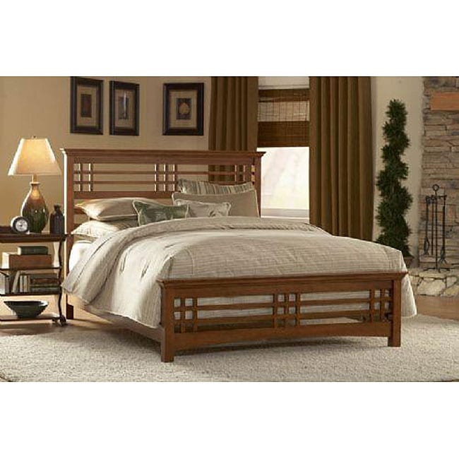 Avery Oak stain Queen size Bed