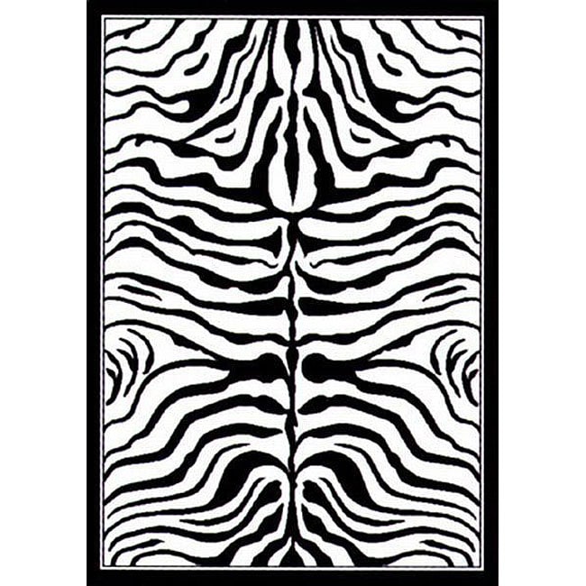 Nuloom Zebra Animal Print Black/ White Rug (310 X 57)