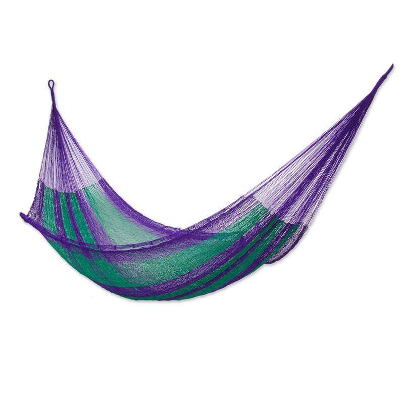 Vineyard Outdoor Garden Patio Pool Green Purple Stripe Durable Unique Handmade Knotted Rope Style Ny - N/A