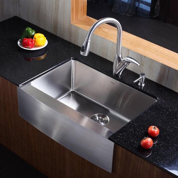 Kraus Kitchen Combo Set Stainless Steel Farmhouse Sink With Kraus Kitchen Combo Set Stainless Steel Farmhouse Sink With