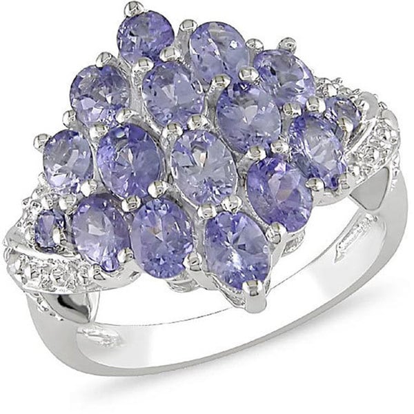 Shop Miadora Sterling Silver Oval Tanzanite Cluster Ring - Free ...