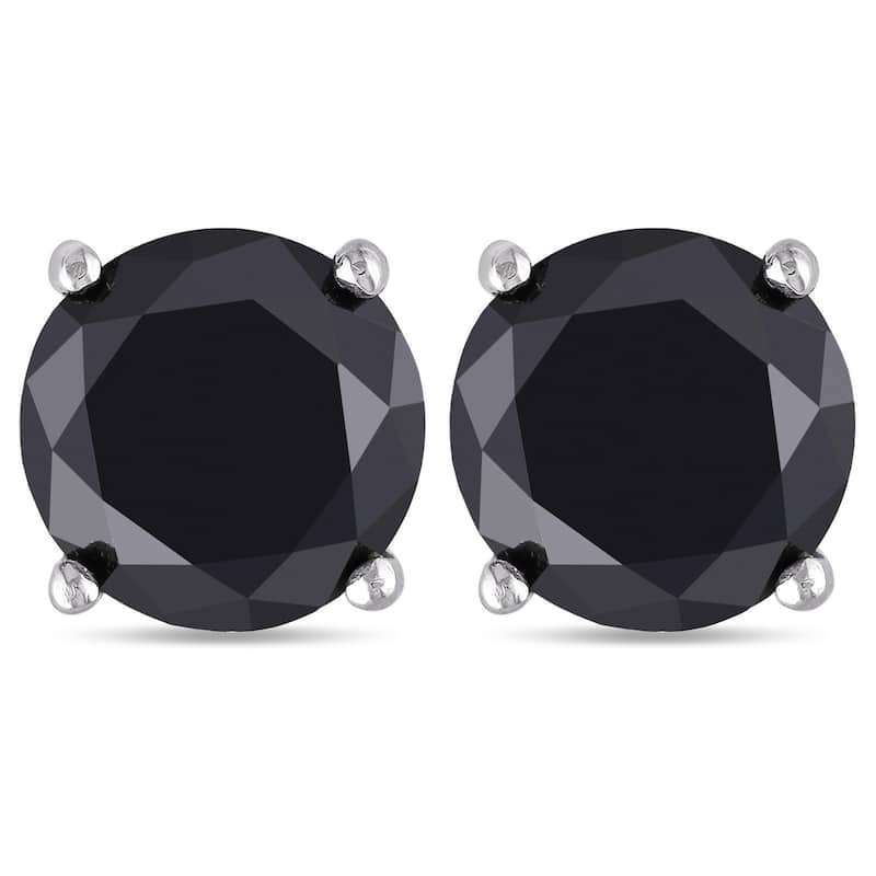 Miadora 14k Gold 3ct TDW Black Diamond Stud Earrings