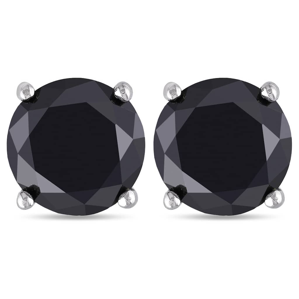 Miadora 14k Gold 3ct TDW Black Diamond Stud Earrings