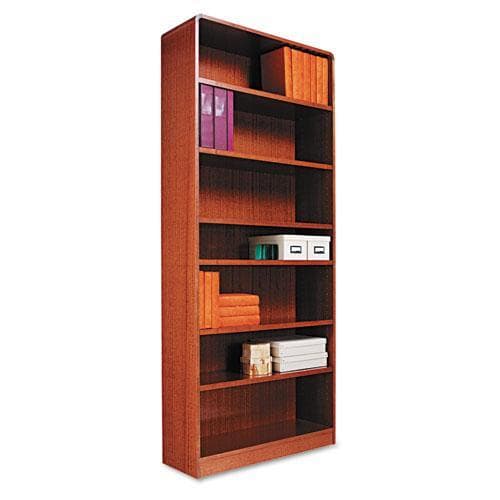 Alera Radius Corner 7 shelf Medium Brown Bookcase With Finished Back