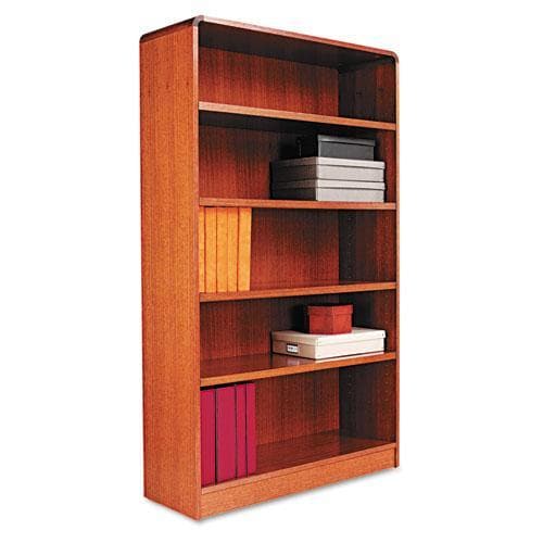 Alera Radius Corner 5 shelf Light Brown Bookcase With Finished Back