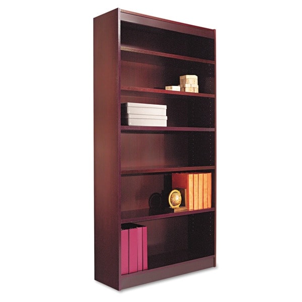 Alera Square Six Shelf Corner Bookcase with Finished Back