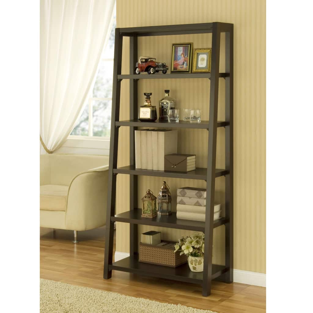 Furniture of America Wove Contemporary Brown 5-tier Bookcase - 8' x 10'