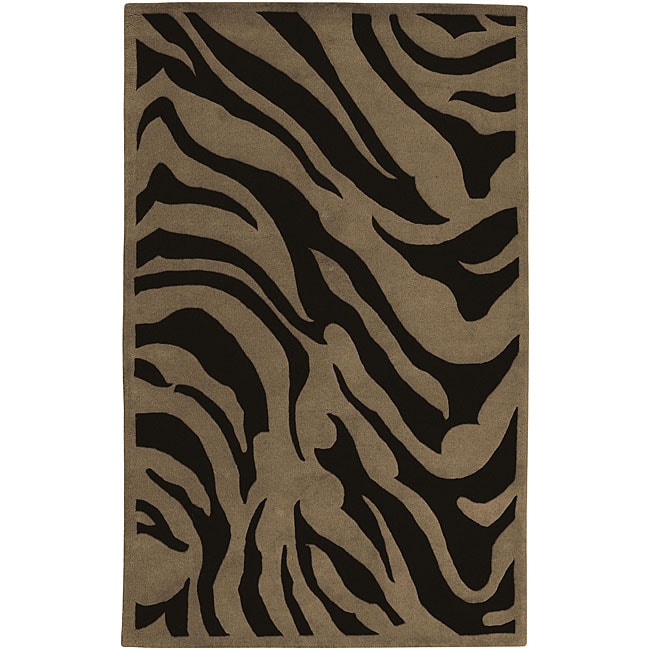 Hand tufted Contemporary Brown Zebra Current New Zealand Wool Rug (5 X 8) (MultiPattern AnimalTip We recommend the use of a non skid pad to keep the rug in place on smooth surfaces.All rug sizes are approximate. Due to the difference of monitor colors, 