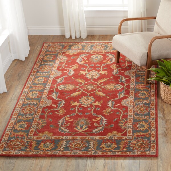 Hand-tufted Coliseum Rust Traditional Border Wool Area Rug