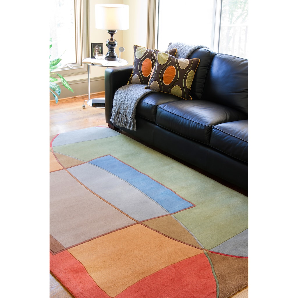 Hand-tufted Multi Colored Contemporary Callio New Zealand Wool Abstract Area Rug - 5' x 8'