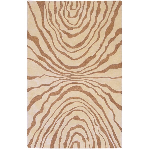 Hand-tufted Contemporary Beige Spirit New Zealand Wool Abstract Area Rug - 5' x 8'