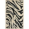 Hand-tufted Black/White Zebra Animal Print New Zealand Wool Area Rug - 9' x 13'