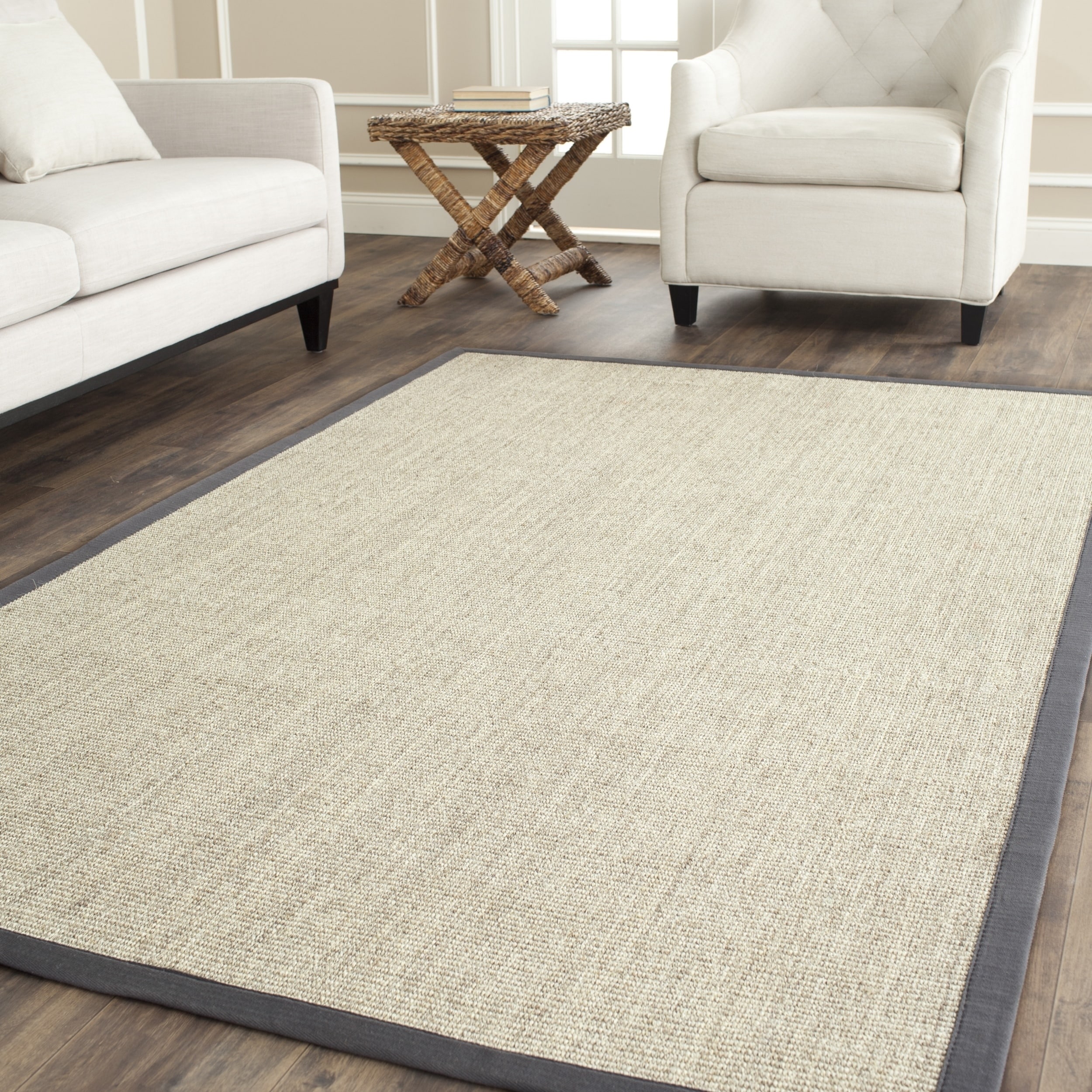 Shop Safavieh Casual Natural Fiber Marble and Grey Border Sisal Rug 4