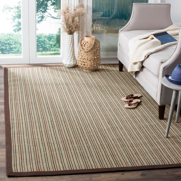 Safavieh Casual Natural Fiber Hand-Woven Stripes Multicolor / Purple Fine Sisal Rug - 8' x 10'