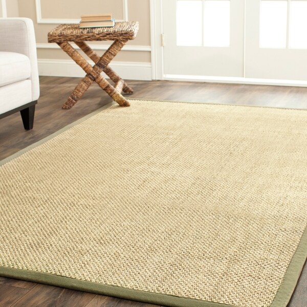 Safavieh Casual Natural Fiber Hand-Woven Resorts Natural / Green Tiger Weave Sisal Rug - 8' x 10'
