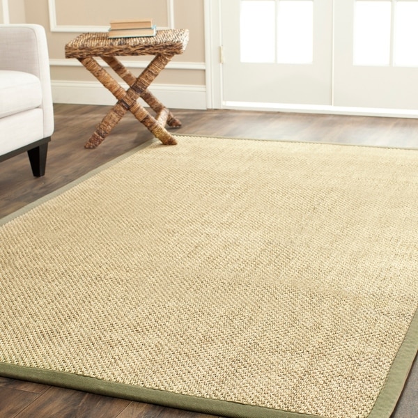 Safavieh Casual Natural Fiber Hand-Woven Resorts Natural / Green Tiger Weave Sisal Rug - 9' X 12'