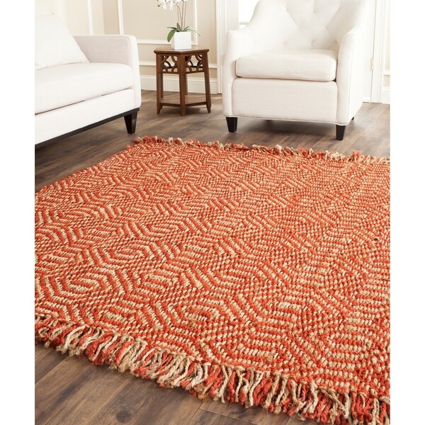 Safavieh Casual Natural Fiber Hand-Woven Arts Natural / Rust Fine Sisal Rug - 9' x 12'