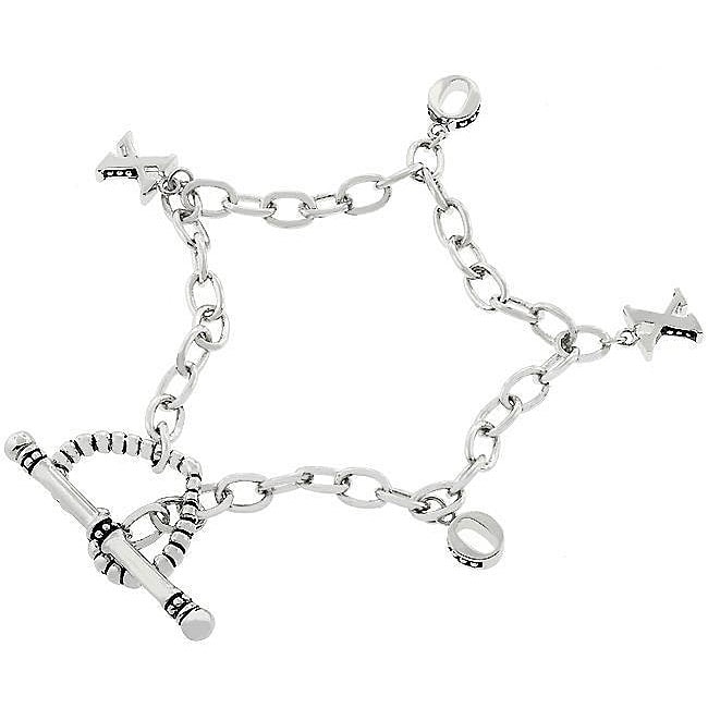 Kate Bissett White Gold Rhodium bonded XOXO Charm Bracelet  