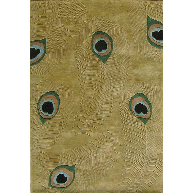 Alliyah Handmade Sage Green New Zealand Blend Wool Rug - 5' x 8'