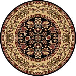 Anoosha 'Persian Garden' Black Rug (5'3 Round) - Bed Bath & Beyond ...