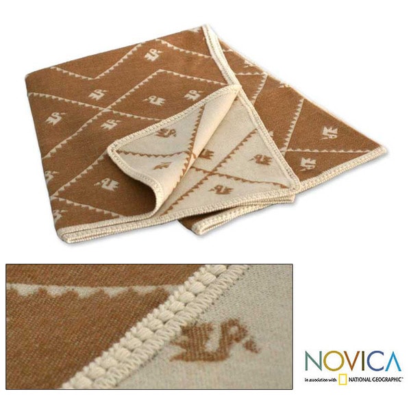 Shop Handmade Inca Duck Tan' Alpaca Wool Throw Blanket (Peru) Free