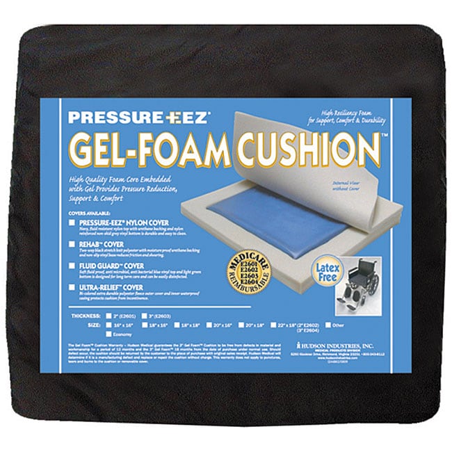 Hudson Pressure Eez Gel foam 18x18 Nylon Wheelchair Seat Cushion