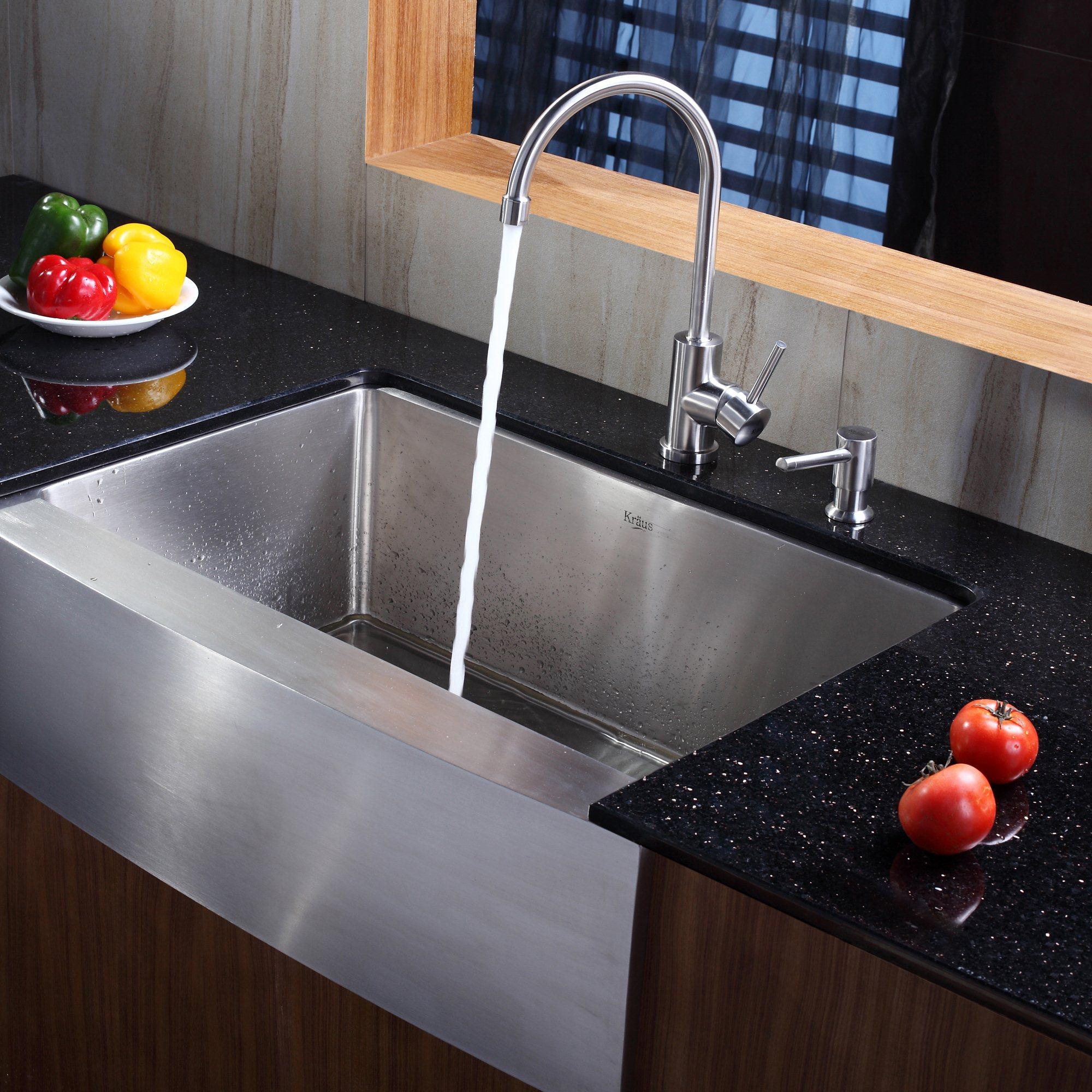 KRAUS 30 Inch Undermount Double Bowl Stainless Steel Kitchen Sink with  Kitchen Bar Faucet and Soap Dispenser in Stainless Steel - Bed Bath &  Beyond - 5176327